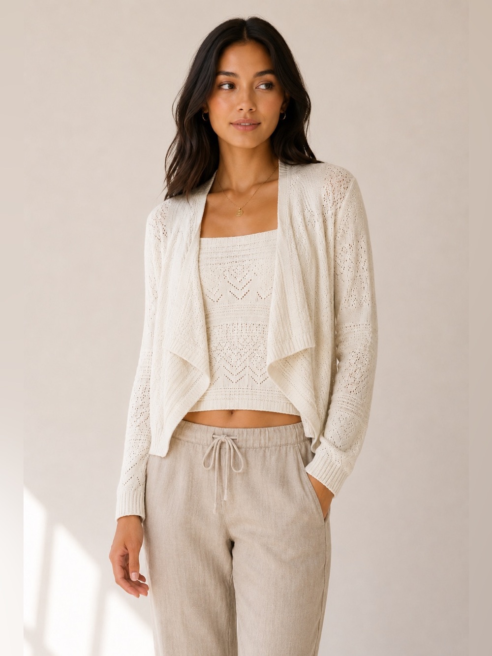 Cream Lightweight Knit Cardigan